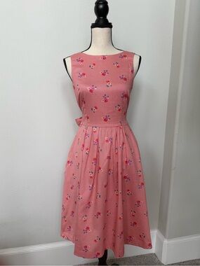 Cath Kidston Coral Pink Floral Midi Dress